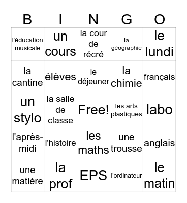 Schooling around the world Bingo Card