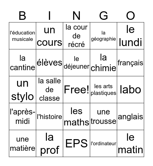 Schooling around the world Bingo Card