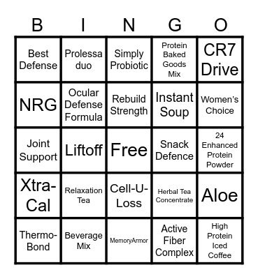 The station Nutrition Bingo Card