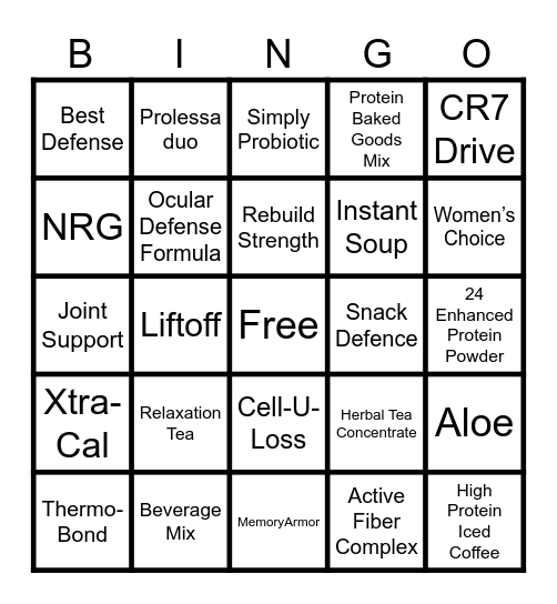 The station Nutrition Bingo Card