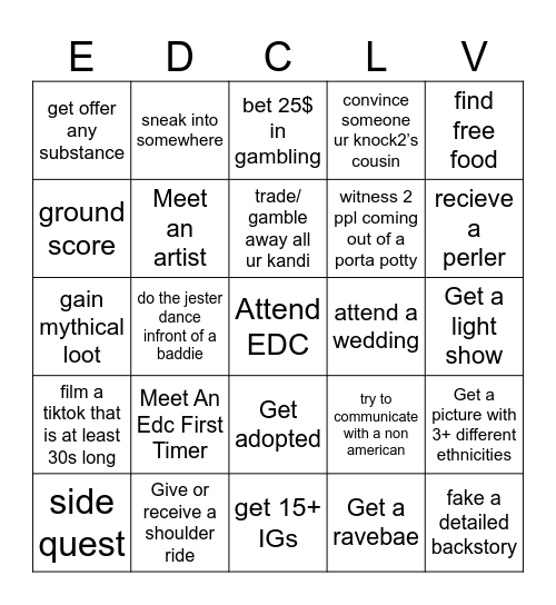 EDC LV Bingo Card