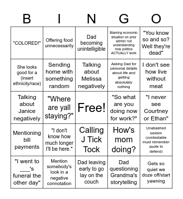 Juega de Familia Bingo Card