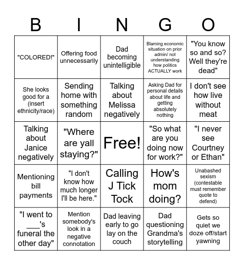 Juega de Familia Bingo Card