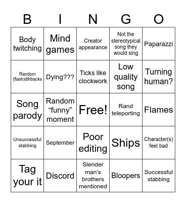 Gacha life creepypasta singing battle Bingo Card