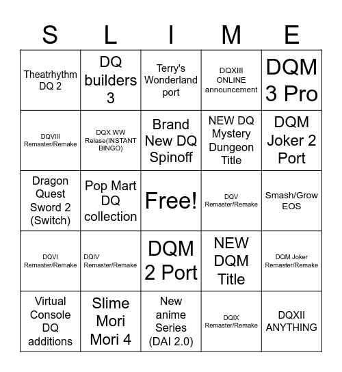 Dragon Quest Day Bingo! Bingo Card
