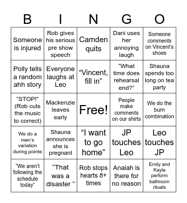En pointe bingo Card