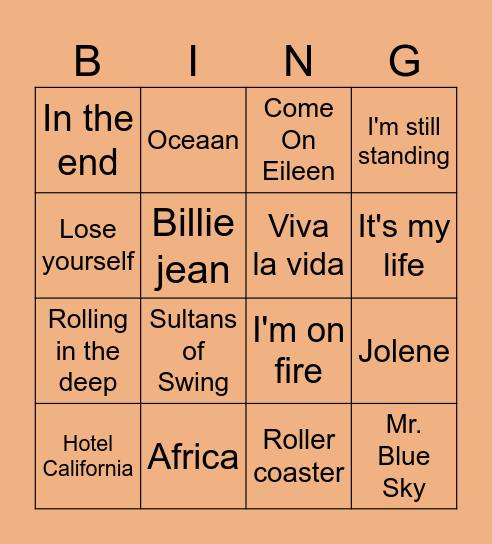 Top 2000 Bingo Card
