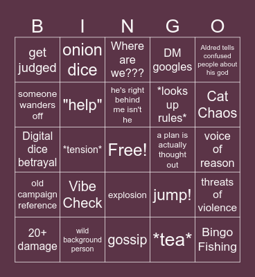 Curse of That Guy Bingo Card