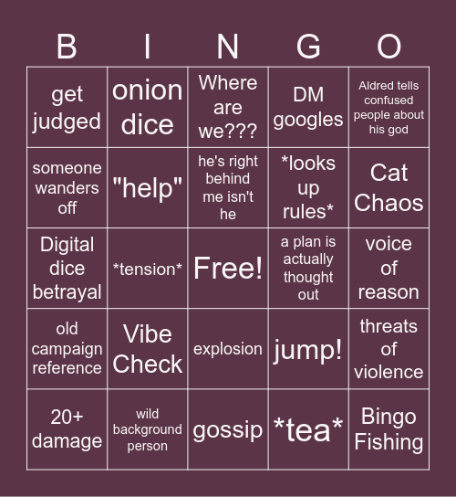 Curse of That Guy Bingo Card