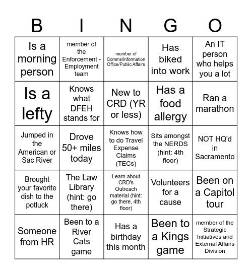 Meet CRD Bingo Card