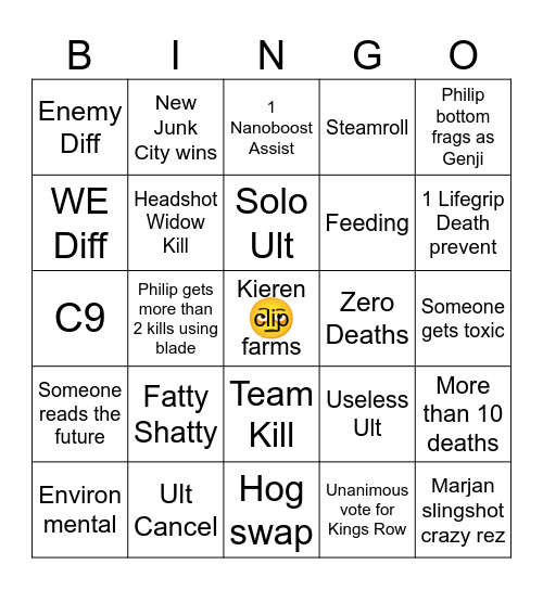 pOOOOOpoverwatch Bingo Card