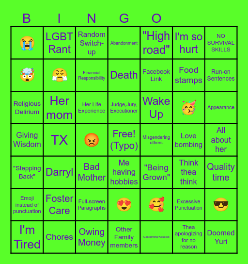 PCOB Bingo Card