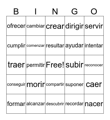 Essential 100 verbs part 2 Bingo Card