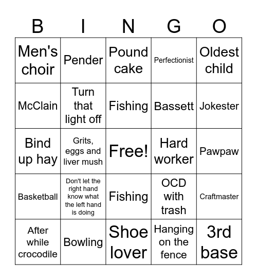Dad's 81st Birthday Bingo Card