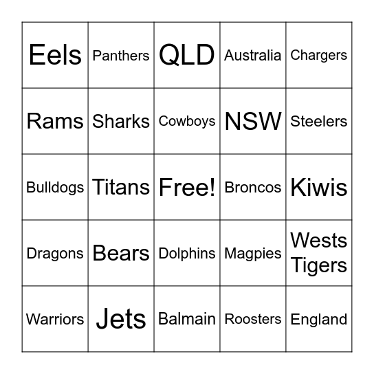 Magic Round jerseys Bingo Card