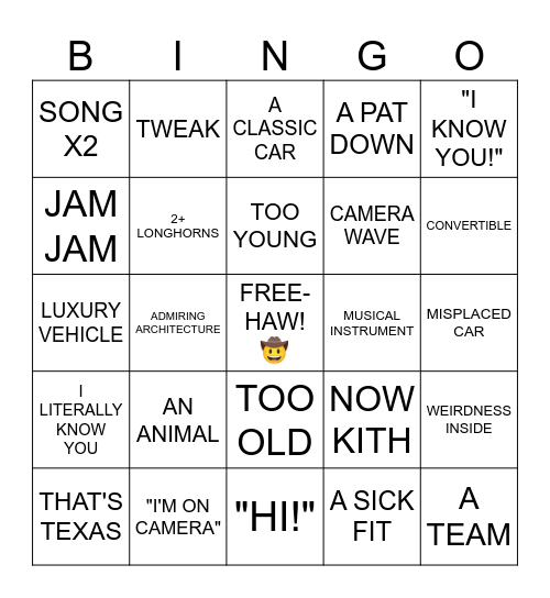 DRUNK STREET BINGO Card