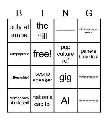 smpa grad bingo Card