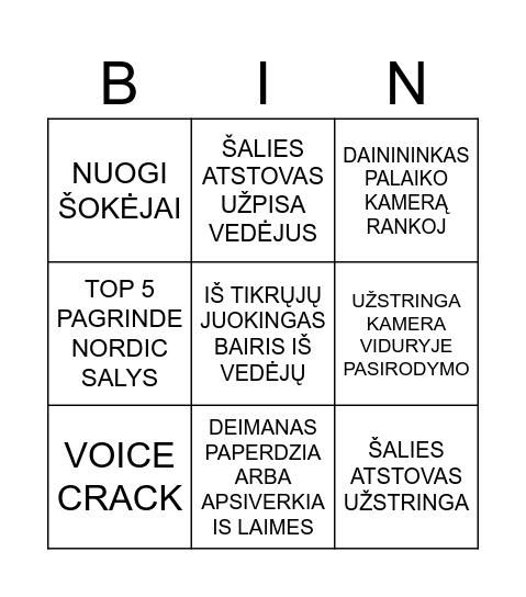 EUROVIZIJA Bingo Card