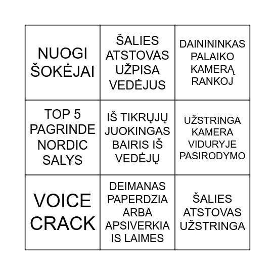 EUROVIZIJA Bingo Card
