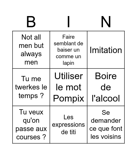 Bingo du L Bingo Card