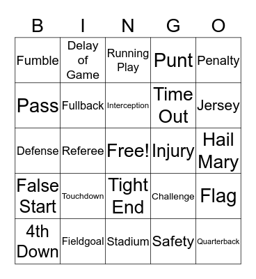 SUPERBOWL BINGO Card