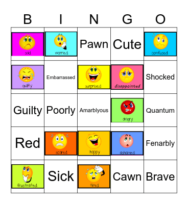 Emotions Bingo Card