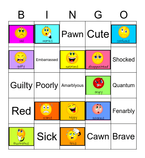 Emotions Bingo Card