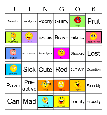 Emotions Bingo Card