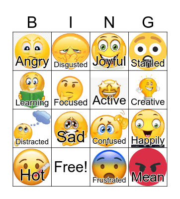 Zones of Regulation BINGO Card
