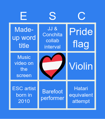 Eurovision 2026 Bingo Card