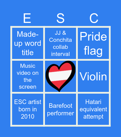 Eurovision 2026 Bingo Card