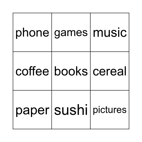 Passive Bingo Card