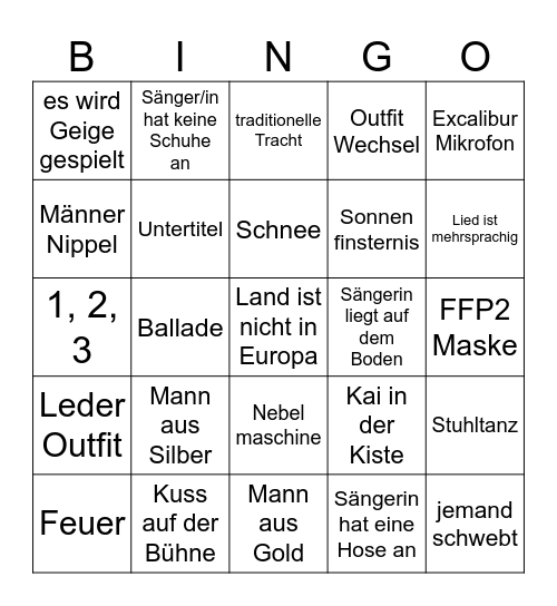 ESC 2026 Bingo Card