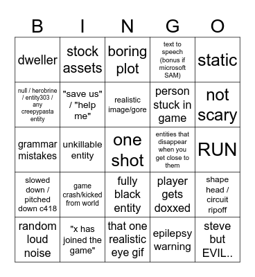 bad minecraft horror cliches Bingo Card