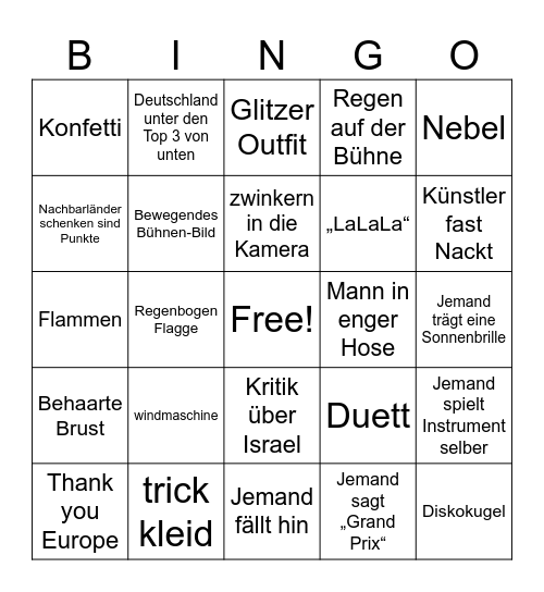 ESC Bingo Card