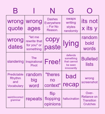grace response ai bingo or something Bingo Card