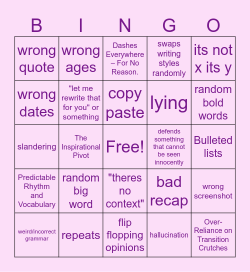 grace response ai bingo or something Bingo Card