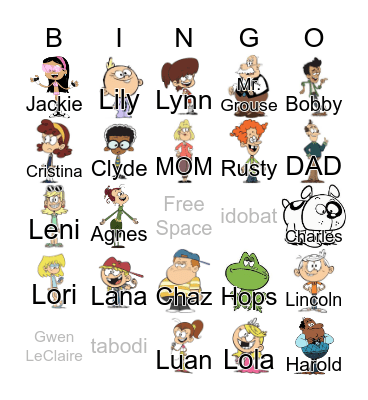 THE LOUD HOUSE Bingo Card