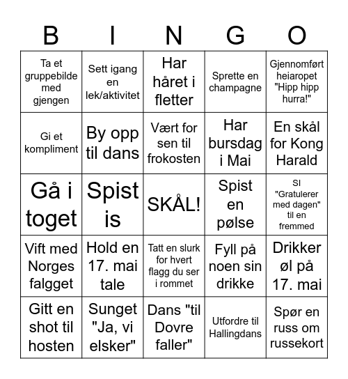 17. mai Bingo Card