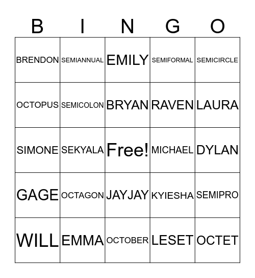 Untitled Bingo Card