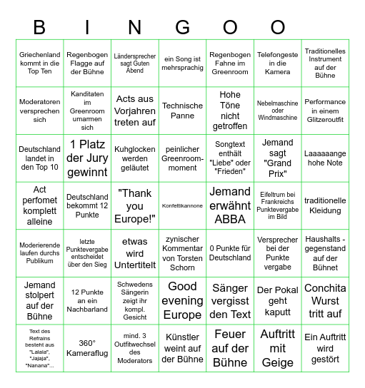 ESC 2026 Bingo Card