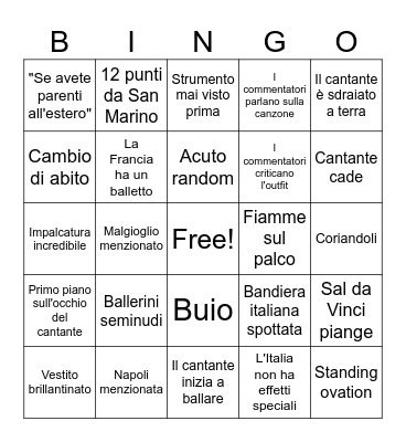 Eurovision song contest 2025 Bingo Card