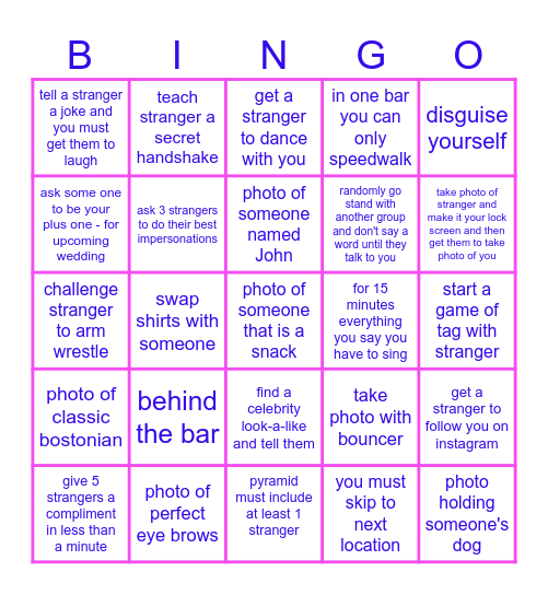 Brooke's Stranger-Danger Bar-Challenge Bingo Card