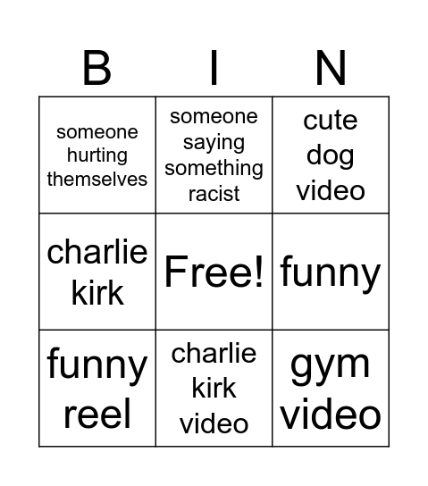 insta reels Bingo Card