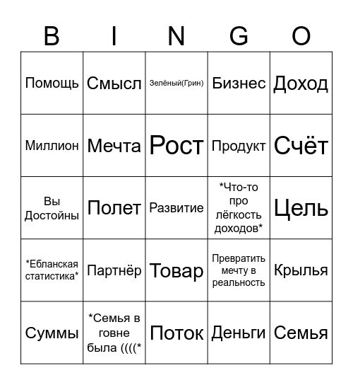 Гринвэй 2026 Bingo Card