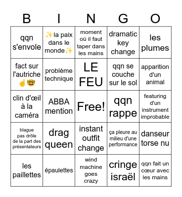 Eurovision 2026 Watchparty chez Tim! Bingo Card