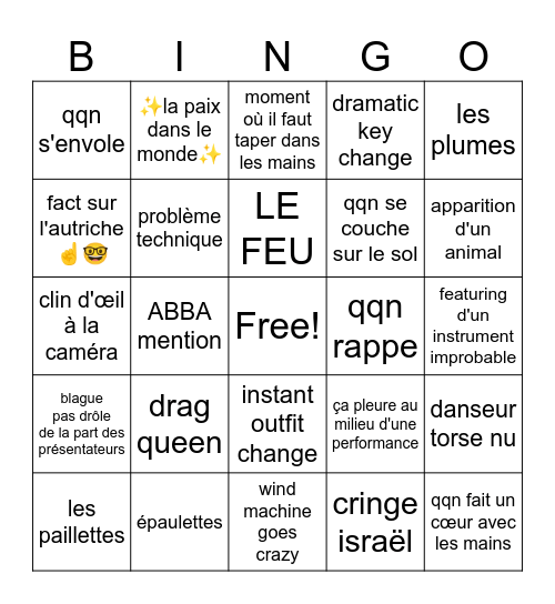 Eurovision 2026 Watchparty chez Tim! Bingo Card