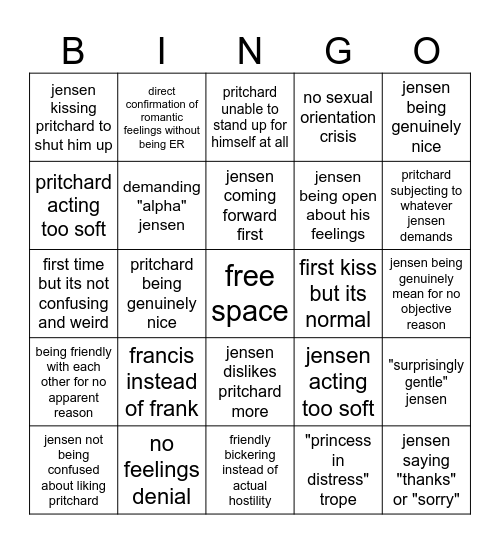 bad jensard fic tropes Bingo Card