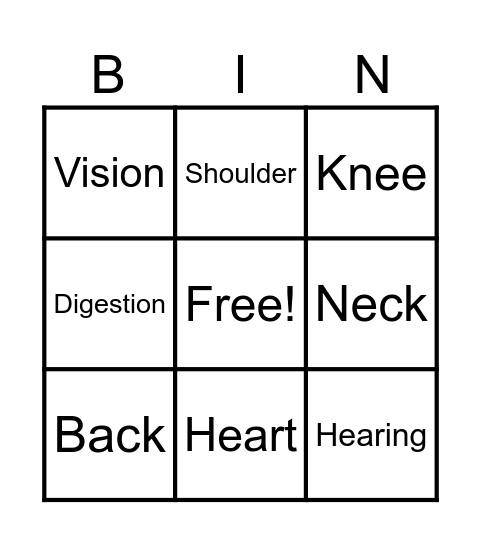 Age Challenge Bingo Card
