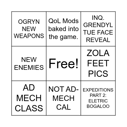 DARKTIDE SKULLS REVEAL Bingo Card